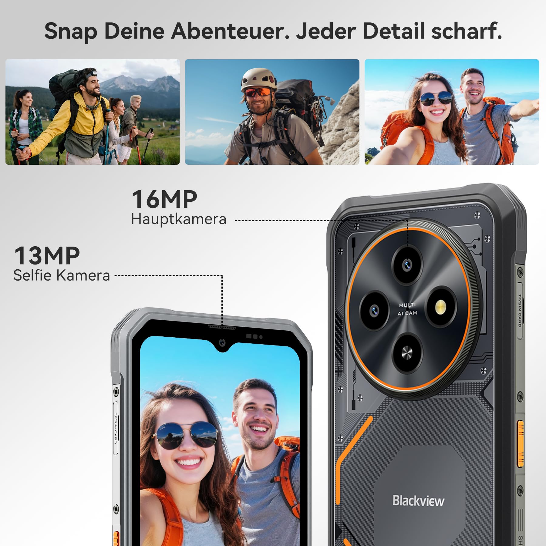 Blackview Outdoor Handy Ohne Vertrag Android 16, 24GB+128GB/2TB TF Baustellenhandy, 245g/10.7mm Ultra-Thin Outdoor Smartphone, 6.56" 90Hz, 16MP AI Camera, IP69K/OTG/NFC/Gemini AI/3 Jahre Garantie