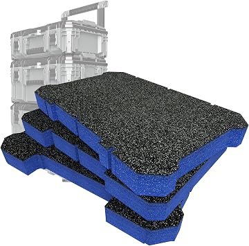 Shadow Foam Insert Pack Made for FLEX STACK PACK 3 Piece Storage System - Cut and Peel Foam Inserts | (Blue, 50mm)
