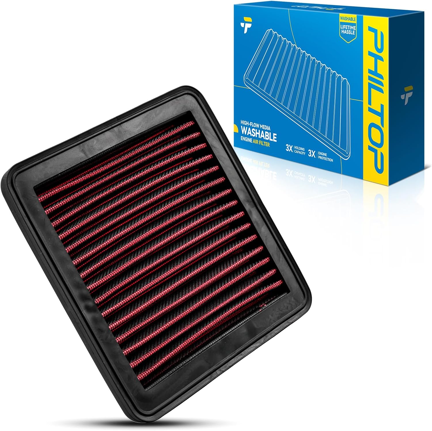 PHILTOP Engine Air Filter, High Performance, Premium, Washable,Replacement Car Air Filter for 33-3131, 2021 Sport, 2020-2021 Escape, 2018-2021 Focus IV, 2020-2021 Focus ST IV, 2021 Kuga III