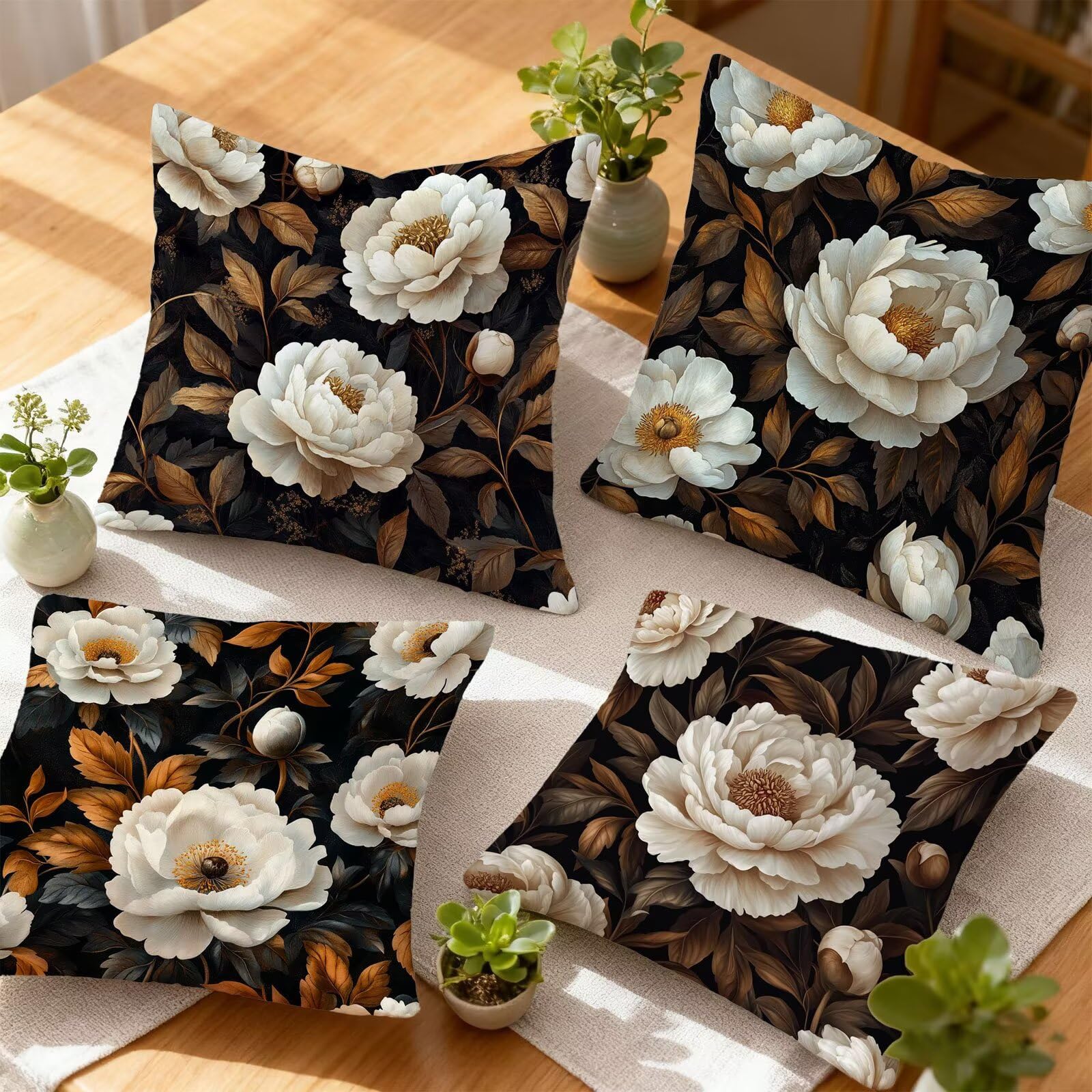 Beige Funda Cojin 60x60 Flor Funda Almohada 60x60 Cojines Sofa Súper Suave Fundas Cojines Decorativos Fundas Almohadas 4 Piezas Almohada Cervicales y Cuello, para Hogar Cama Salon Decoracion E - 731