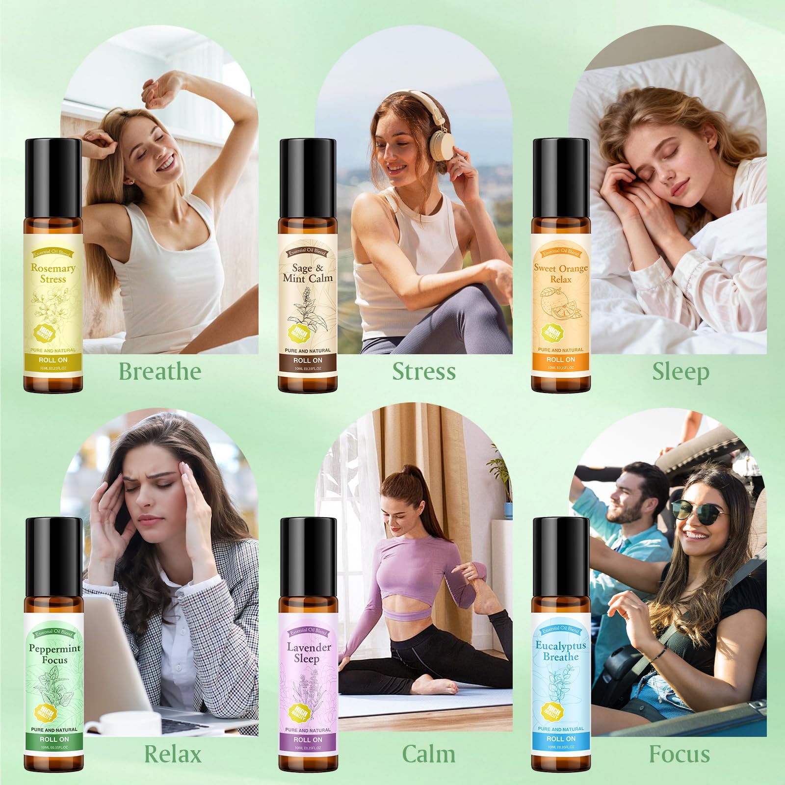 Zestaw olejków eterycznych w rolce – 6 x 10 ml, aromaterapia, naturalny pomysł na prezent dla samoopieki, dla matki i żony, prezent wellness dla kobiet, na Walentynki, urodziny, Boże Narodzenie, Dzień