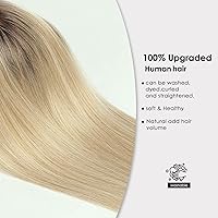 Vista 7 de HAIRCUBE Toppers de cabello humano para mujeres, 100% Remy Topper con flequillo, 150% densidad base de seda topper con clip 14 pulgadas 1.41 oz
