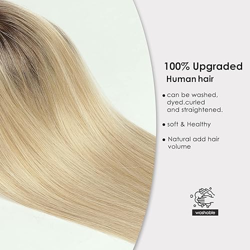 Vista 7 de HAIRCUBE Toppers de cabello humano para mujeres, 100% Remy Topper con flequillo, 150% densidad base de seda topper con clip 14 pulgadas 1.41 oz