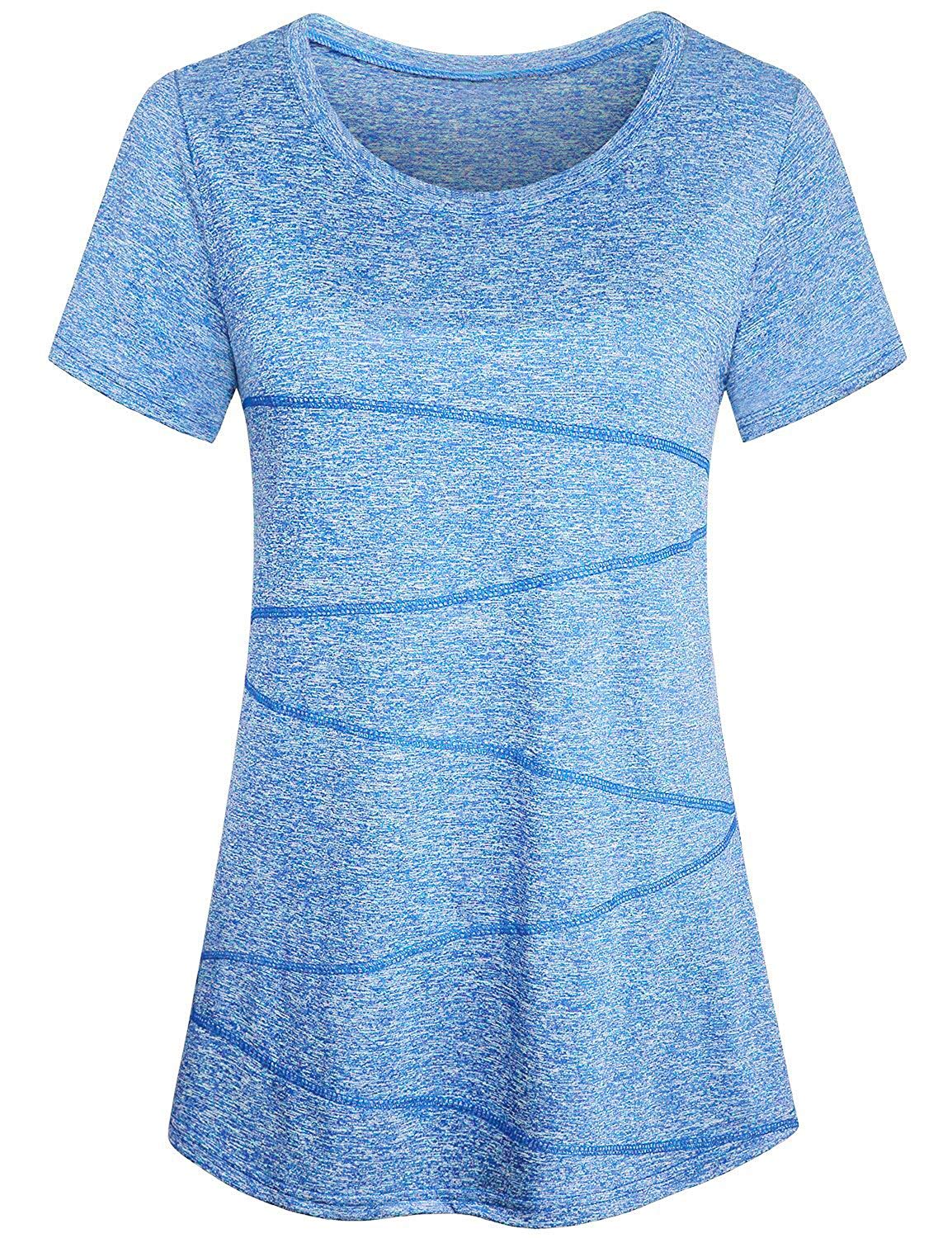 iClosam Maglietta Sportiva Donna T Shirt Palestra Donna Maglia Maniche Corte Corsa Asciugatura Rapida Top Elastico Magliette Fitness Yoga Tee