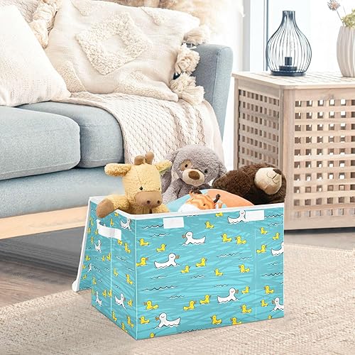 Miniatura 4 de Cute Yellow Ducks Swimming Lake Storage Boxes With Lids Stackable Closet Organizers Qt Storage Bin for Toy Storage Home Decor