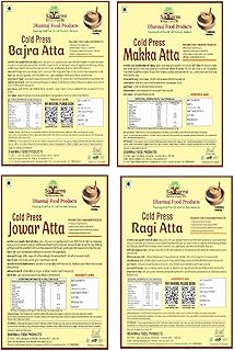 Cold Press Bajra, Makka, Jowar, Ragi Atta 100% Natural & Healthy Flour Gluten-Free, High in Fiber 500 g Each Ideal for Making Rotis, Parathas, and More