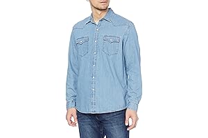 Men's Regular-Fit Long-Sleeve Denim Shirt: Timeless Style and Durability