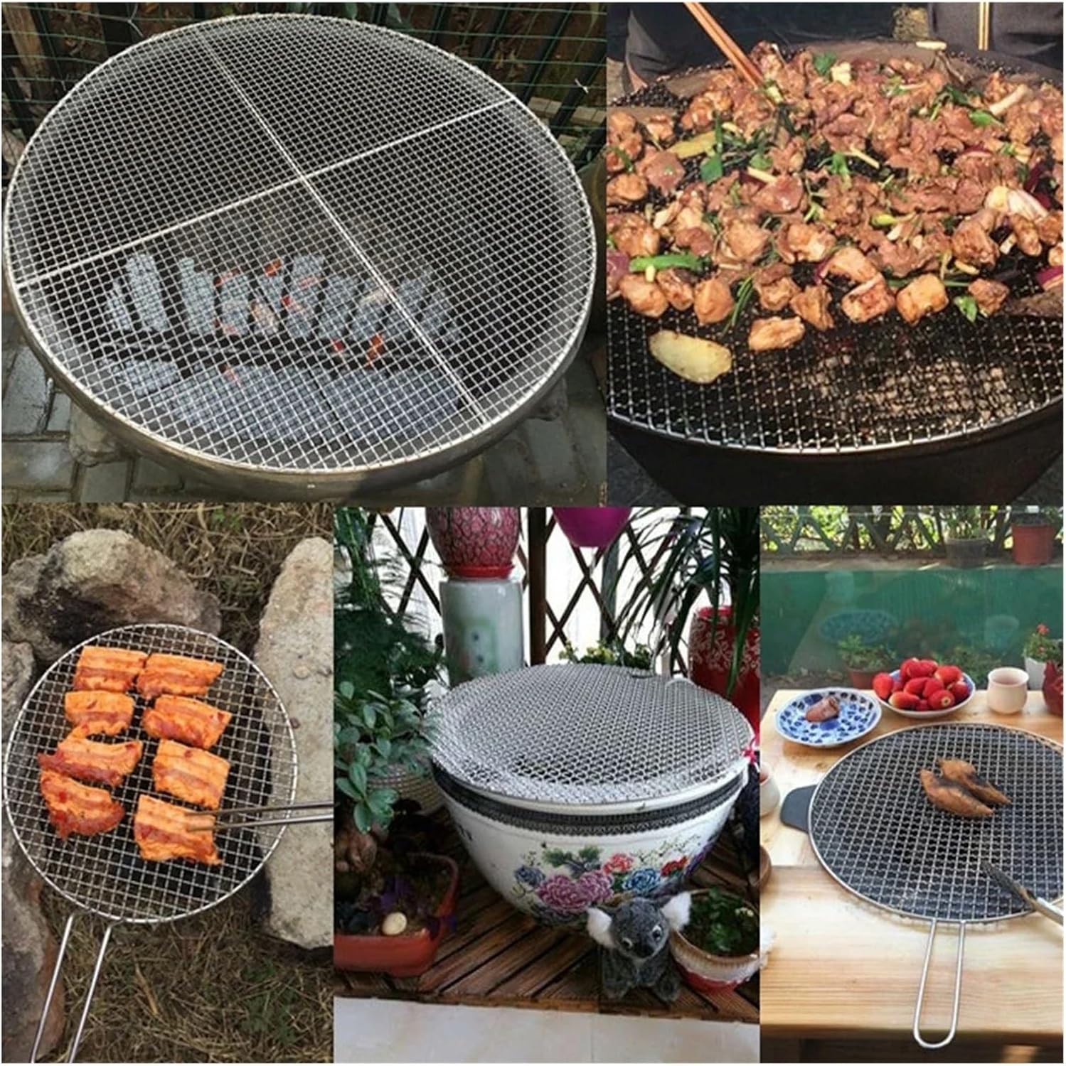 Round Cooling Rack for Baking & BBQ - 304 Stainless Steel Non-Stick Mesh, 10-60cm Diameter, Perfect for Grilling & Cooling, 24cm BBQ Grill Rack