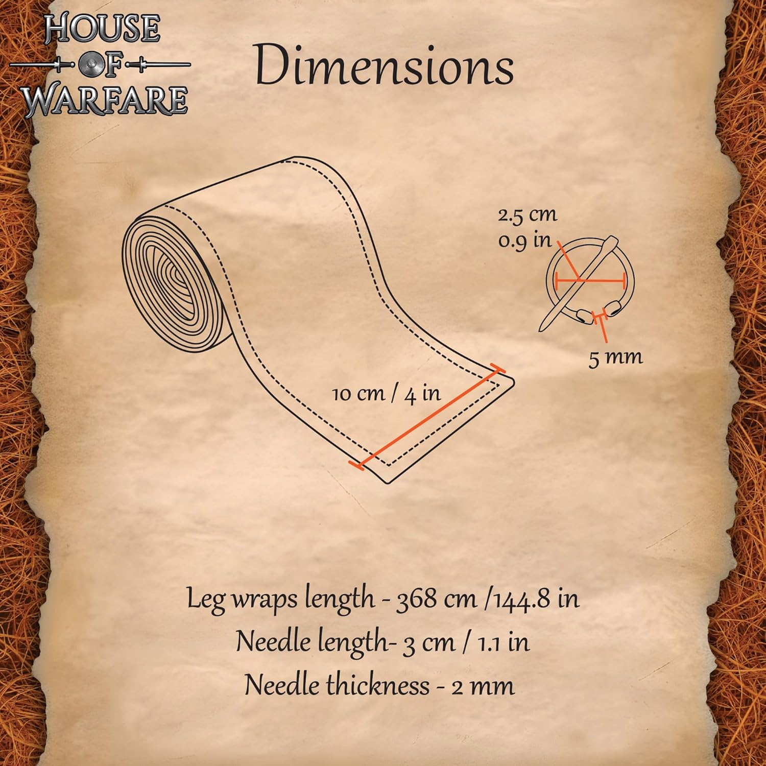 Medieval Leg Wraps Viking Style LARP Pirate Cosplay Costumes with Fibula - Image 3