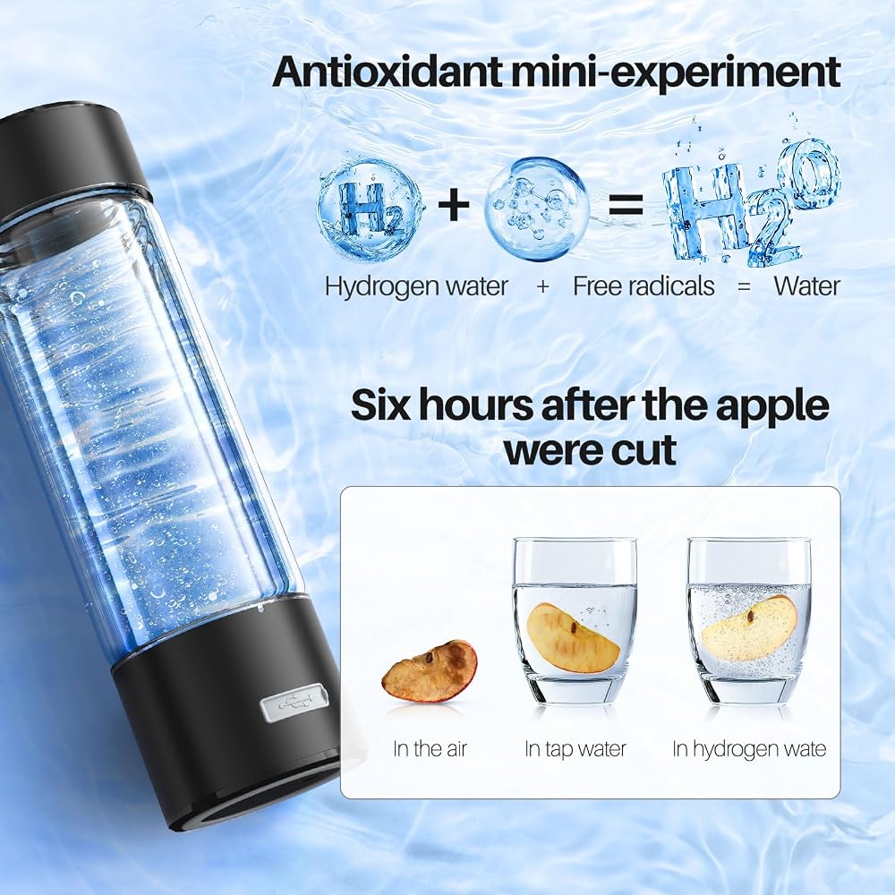 Hydrogen Water Bottle, 3Min 2200PPB Rapid Hydrogen Water Generator -SPE PEM Tech, 14OZ Portable Hydro Water Machine, Health Care Gifts for Husband, Wife, Family, Friends, Travel