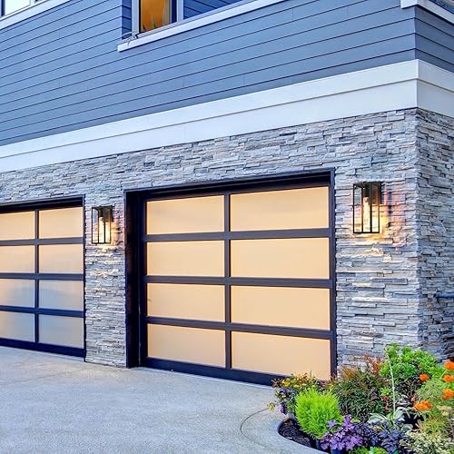 Miniatura 3 de Luces de pared negras para exteriores, modernas lámparas rectangulares para exteriores, montaje en pared con vidrio transparente, luces exteriores