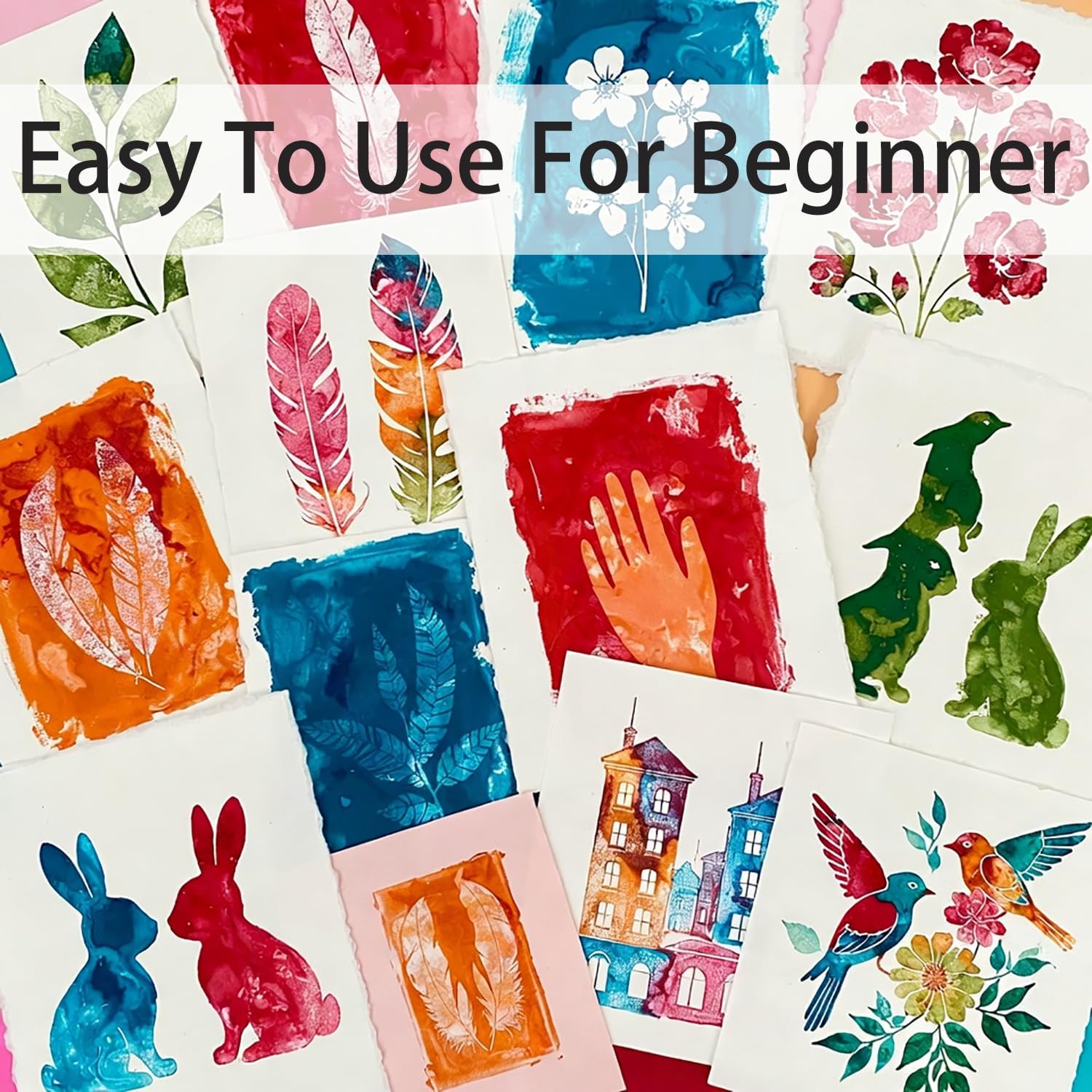 Gel Printing Plate Kit 2 - 5x7" & 8x10" Reusable Gelli Plates for Mono printing, Art Printmaking, Card Making & Scrapbooking - Eco-Friendly, Easy to Clean, Complete Starter Set with Tools