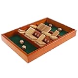 Shut The Box Game - Classic 9 Number Games Set for Up to 2 Players - Old Fashioned Wooden Board with Dice for Adults and Children by Hey Play (Green)