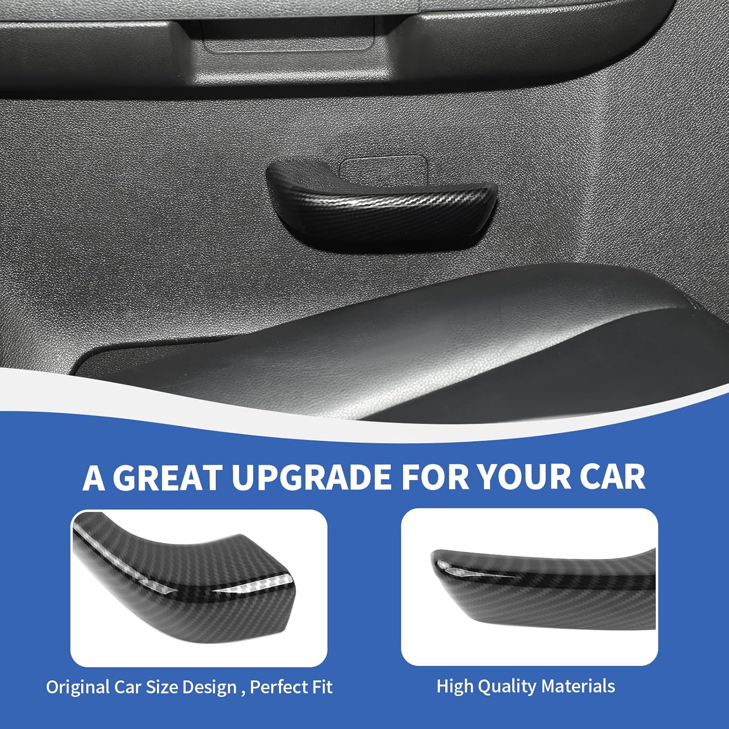 Carbon Fiber Inner Door Handle Cover Trim Compatible with Chevy Silverado & GMC-Sierra Accessories 2007-2013
