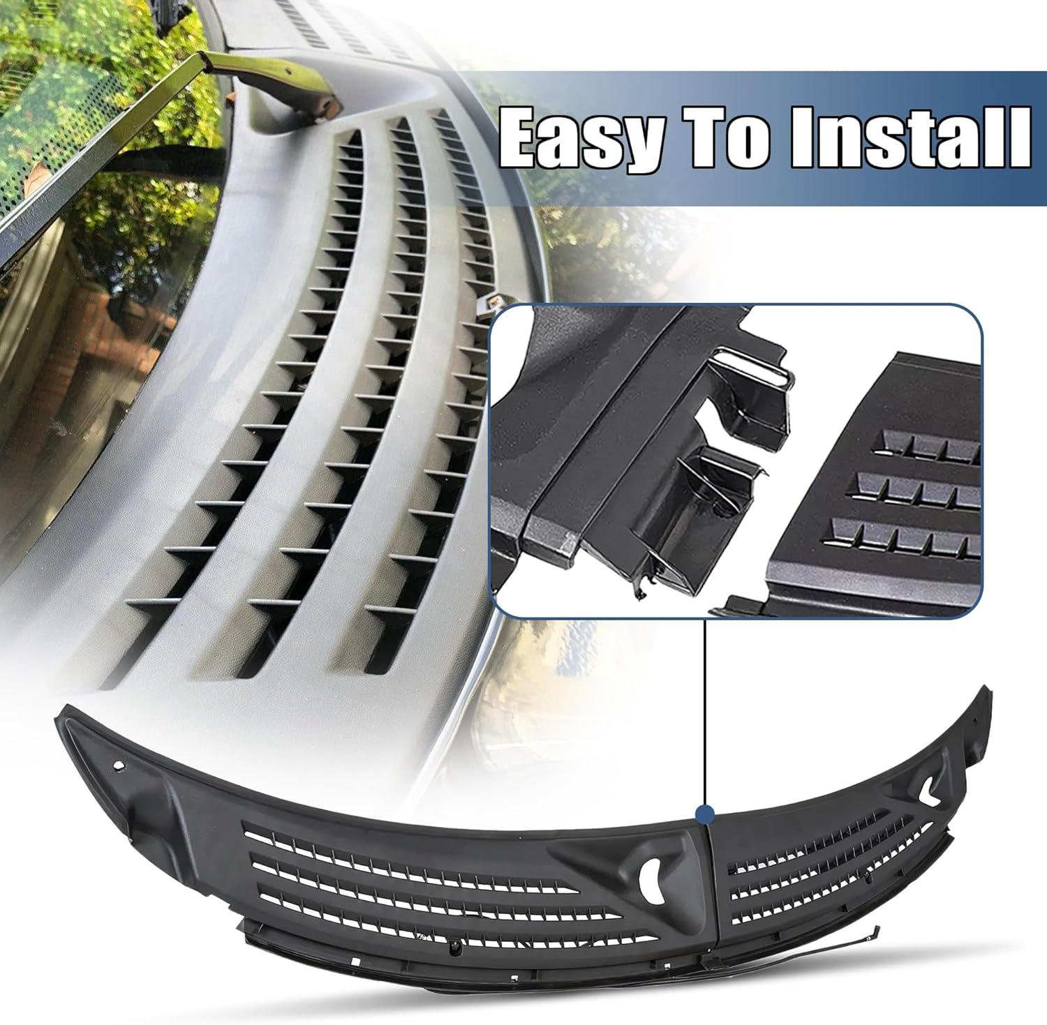 PartsFlow Windshield Wiper Cowl Panel Grille Vents Set Black Left And Right Side Compatible With 2009-2014 Ford F-150 Front Window Cover Insert Panel BL3Z15022A69A BL3Z15022A68A