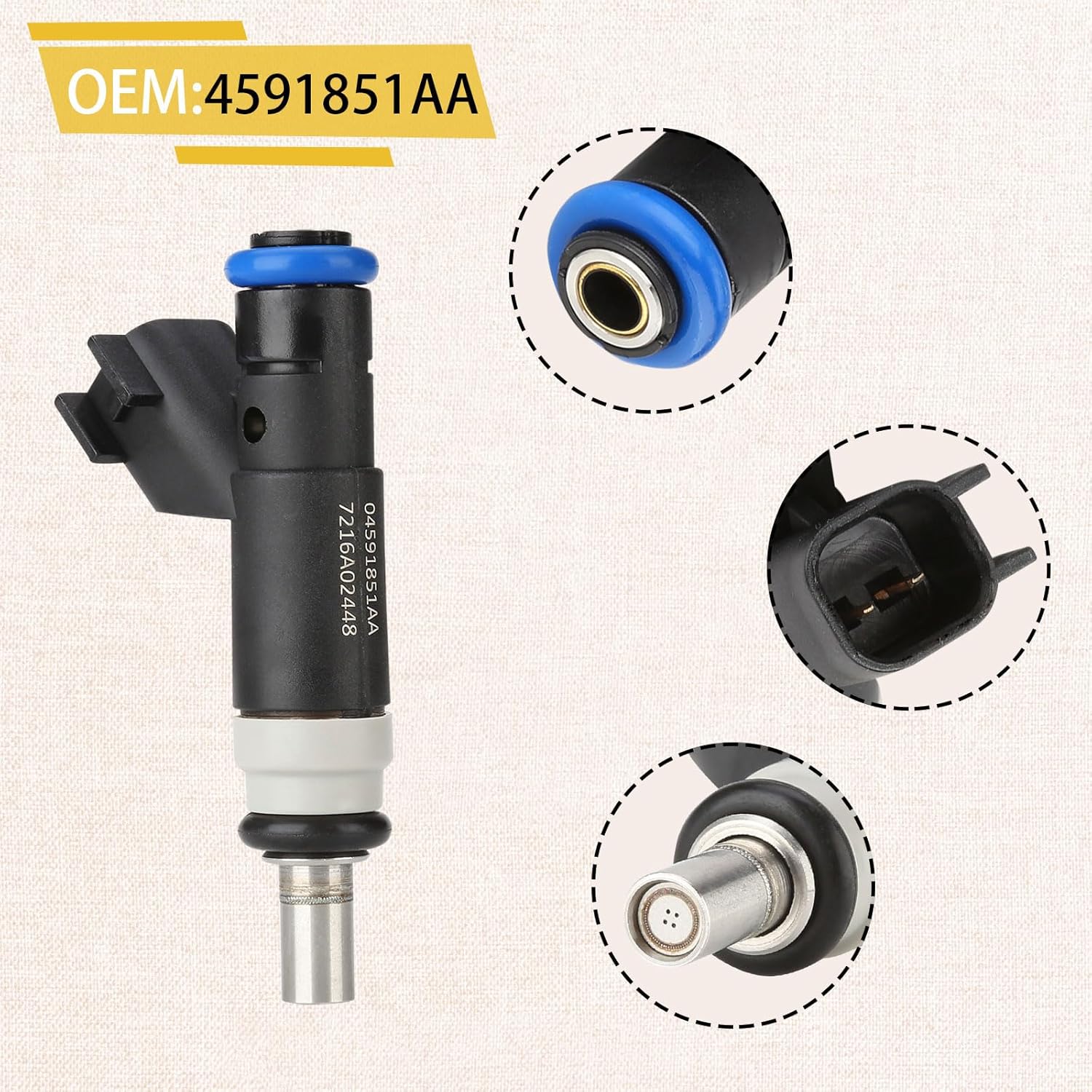 Set of 8 FJ731 4.7L Fuel Injectors,Compatible with/Dodge 4.7 Ram-1500 Durango 2008-2010,Compatible with/Jeep 5.7 Grand Cherokee 2005-2009,|OE# 4591851AA | |4 Holes|