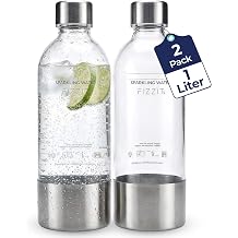 FIZZ IT Value Pack of 2 BPA-Free 1L PET Bottles for Soda Makers, Compatible Most Brands, Hermetically Sealed Caps, Eco-Friendly, Reusable