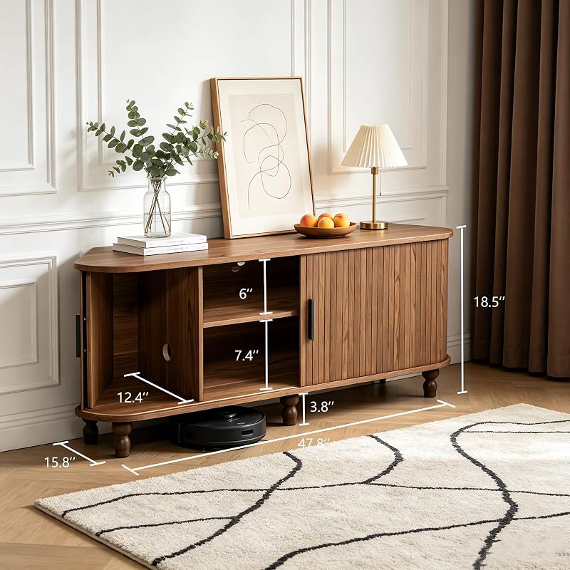 45" Corner TV Stand for TVs up to 55 Inch, TV Media Console with Storage image 2