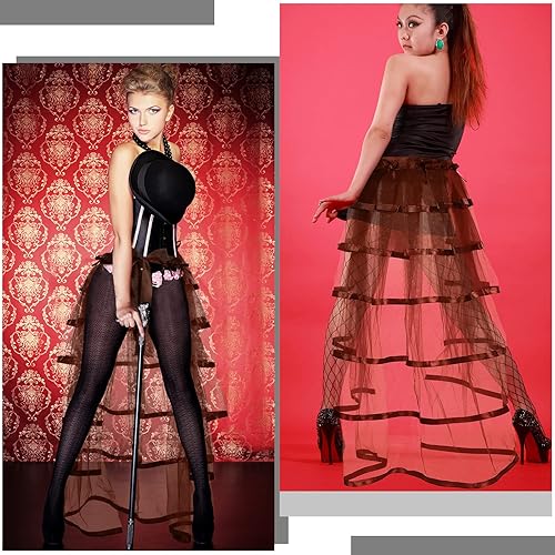 Miniatura 6 de Falda steampunk con lazo en el busto, cinturón victoriano, tutú de encaje, falda debajo de la falda, accesorio de disfraz de Halloween para mujer