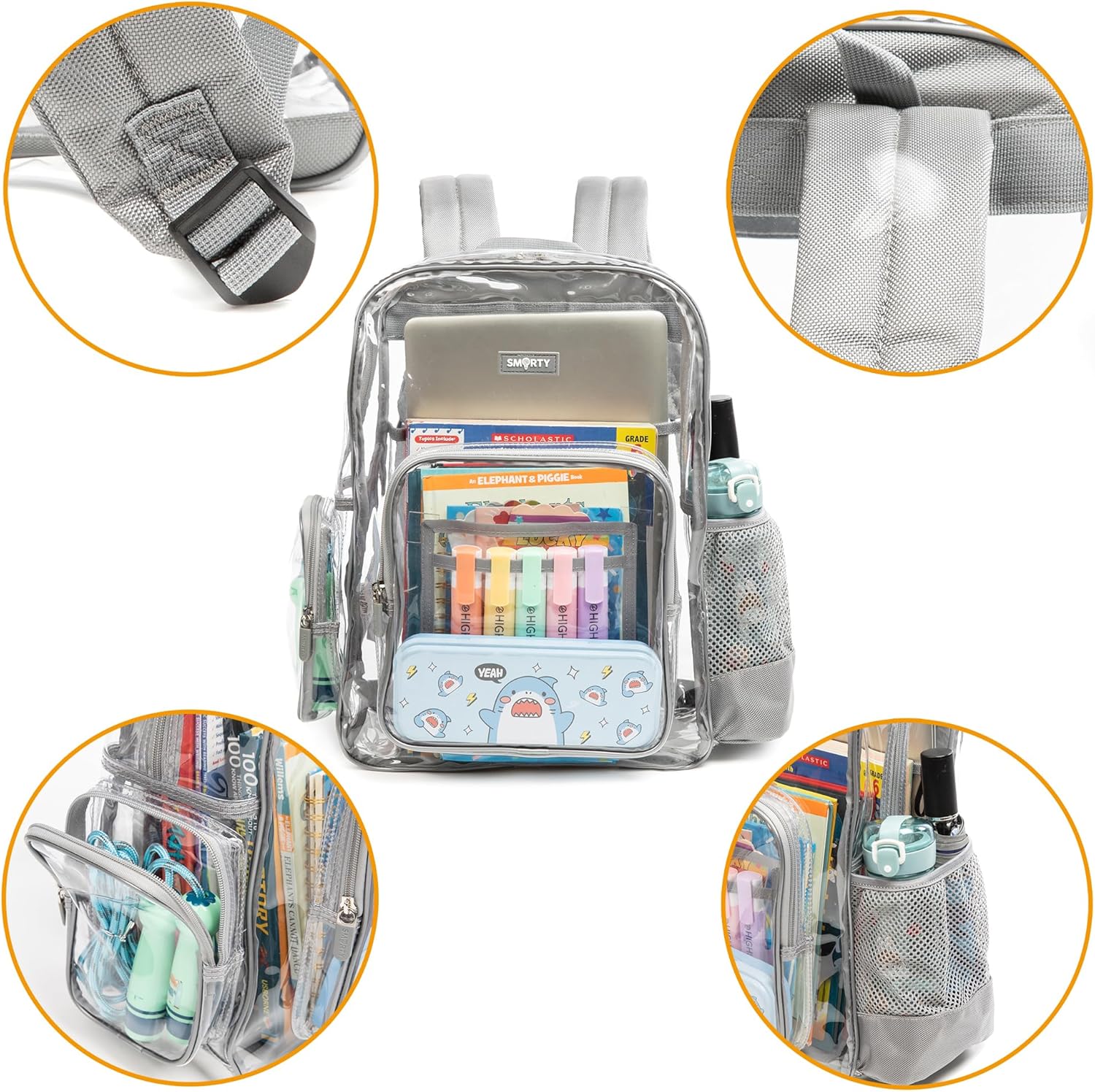 J.CARP Clear Bag Heavy Duty Backpack Durable Transparent See Through Bag - Image 4