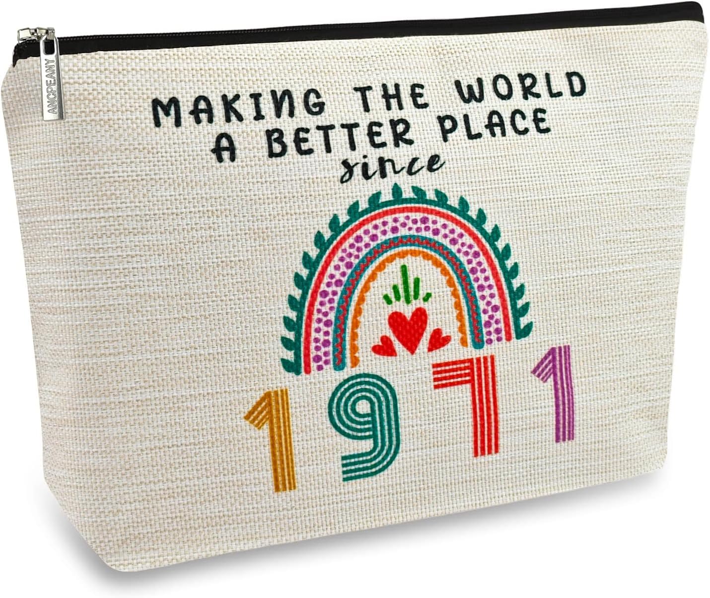 55th Birthday Gifts for Her Women, Happy 1971 55th Birthday Decorations Makeup Bag, Anniversary 55 Year Old Gift Ideas for Wife, Sister, Mom, Aunt, Cosmetic Travel Pouch for Mothers Day, Christmas