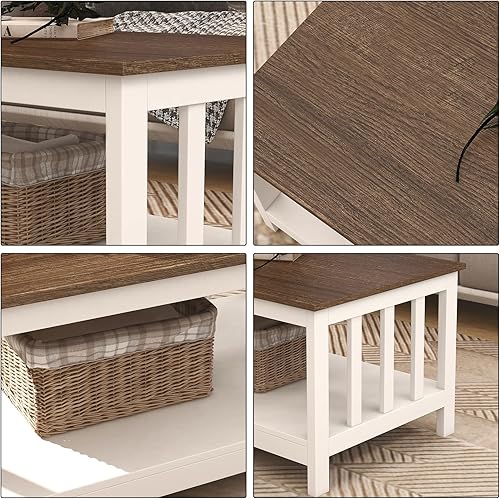 Miniatura 43 de ChooChoo Mission - Mesa de centro de madera negra con estante, 40 unidades, color negro Negro -,Espresso,Espresso Puro,Blanco puro,Blanco