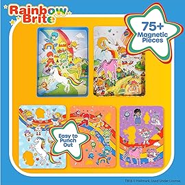 Rainbow Brite Magnetic Playset, 75 Characters & Accessories, Reusable Storage Tin and Play Scene, Fun Toddler Toys, Mess Free Travel Games & Road Trip Essentials, 4 Year Old Girl Birthday Gifts