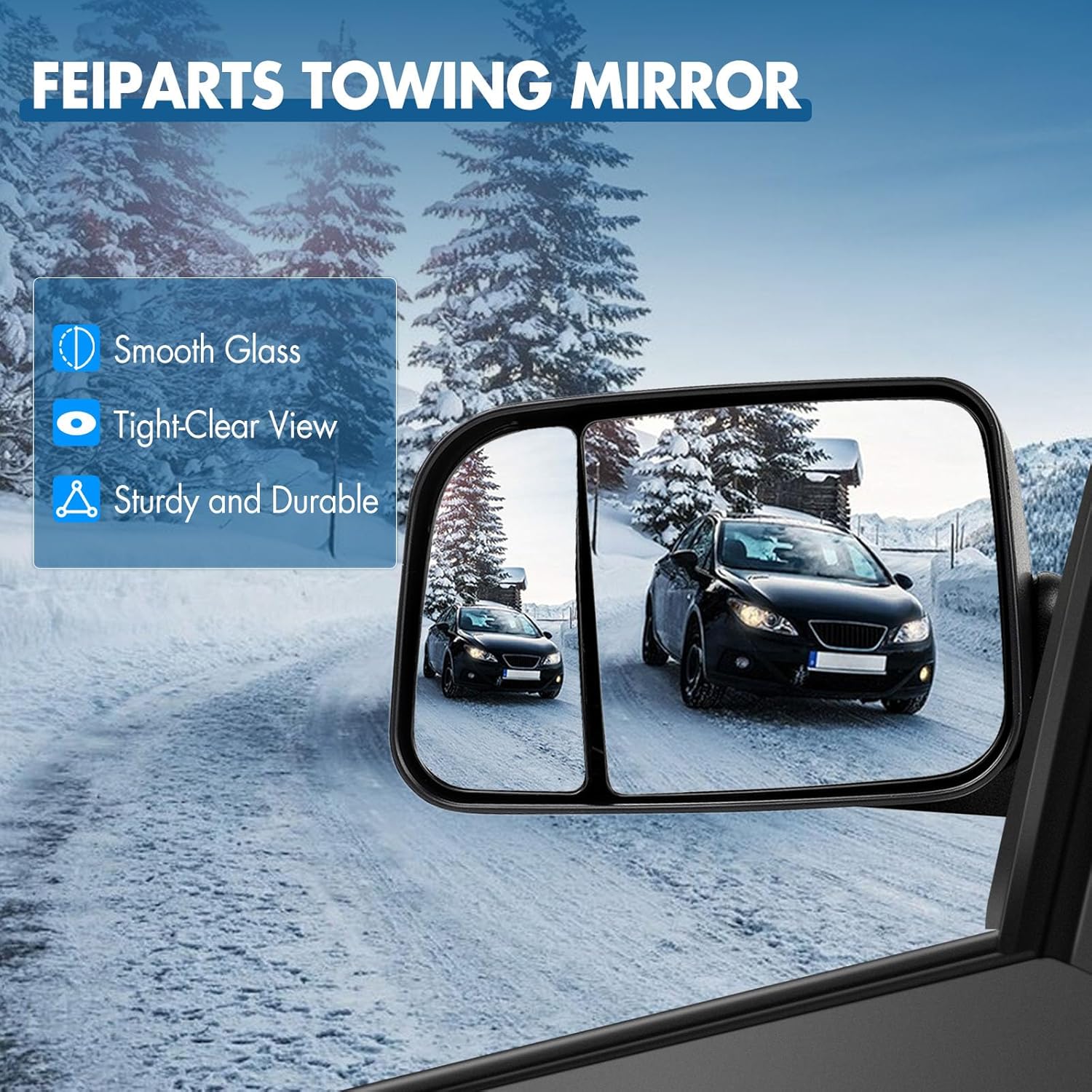 Tow Mirrors Fit for Towing Mirrors with 2009-2010 for Dodge for Ram 1500 2011-2016 for Ram 1500 2500 3500 Power Heated Turn Signal Puddle Light with Black Housing Pair Left Right Mirrors