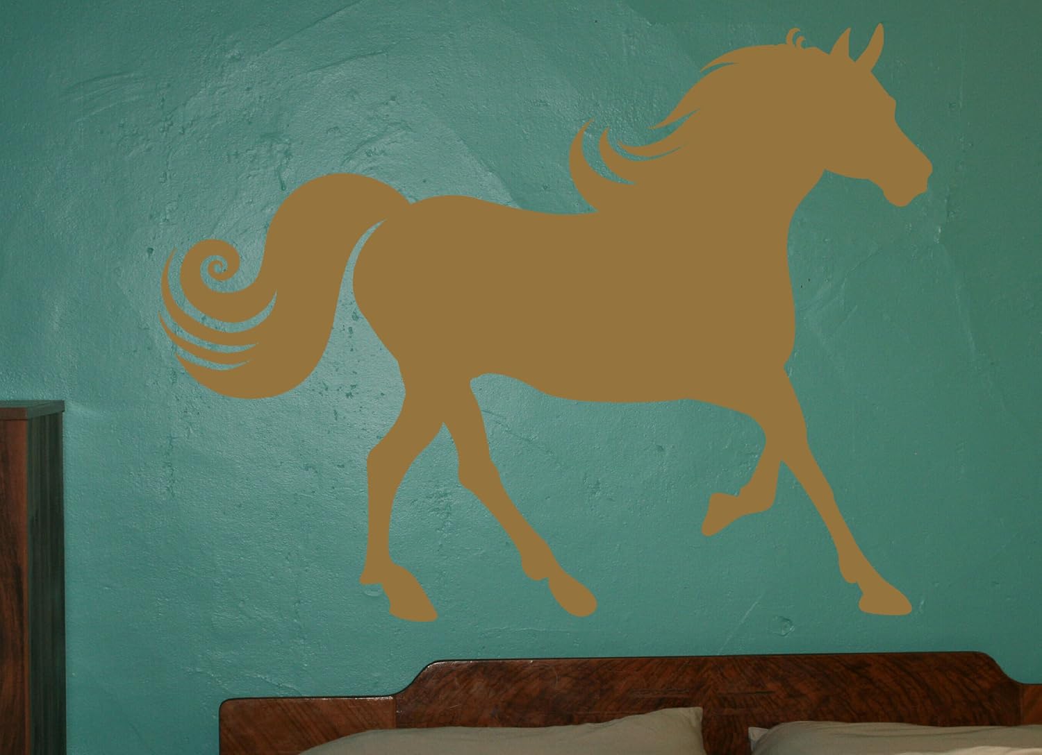 Wall Decor Plus More WDPM2849 Horse Silhouette Western Wall Sticker Art Vinyl Decal, 30W x 23-Inch H, Tan