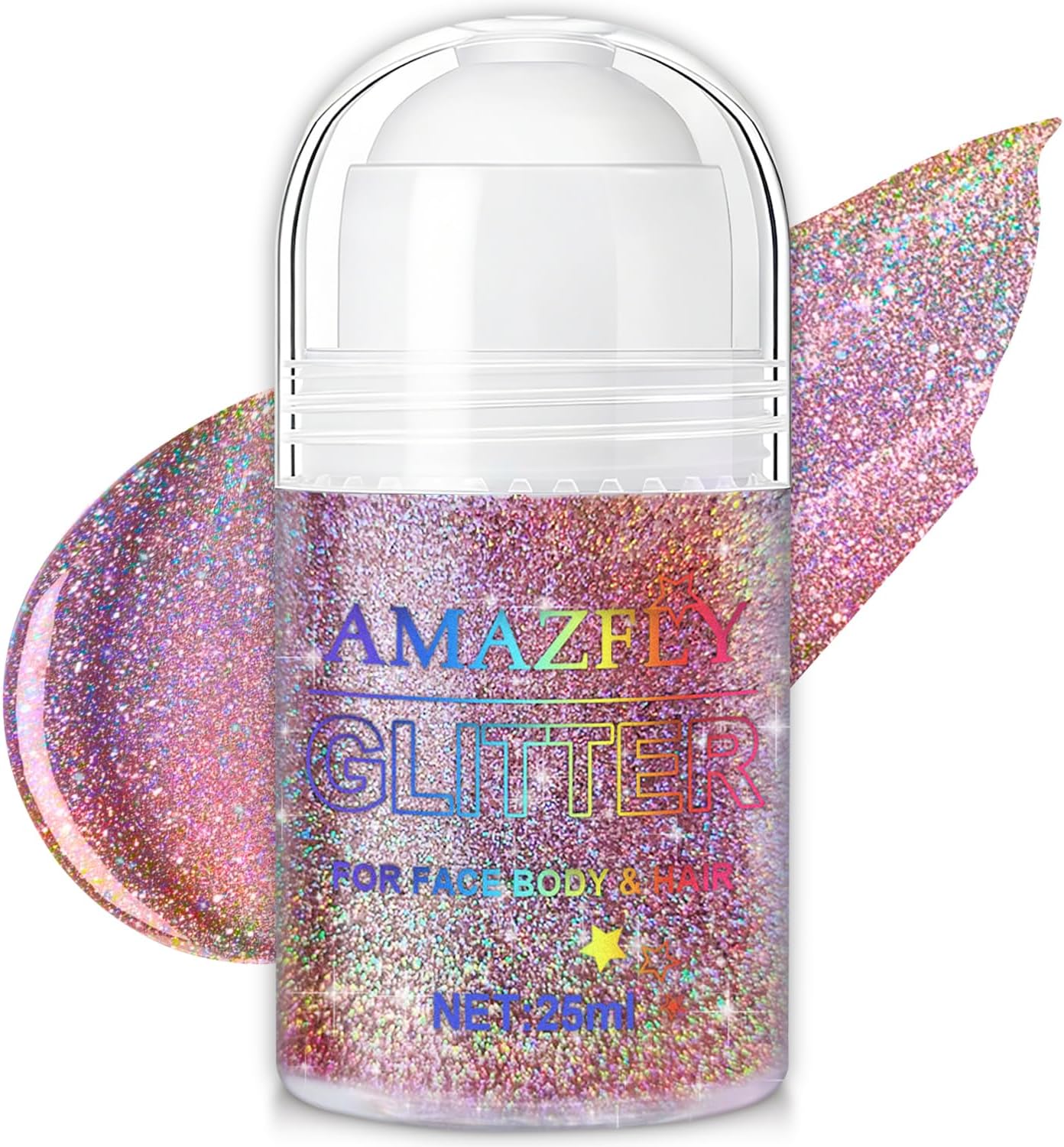 Roll-on Holographic Body Glitter Gel for Body, Hair, Face Shimmer Makeup