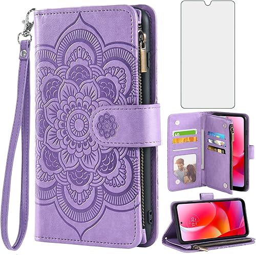 Asuwish Funda de teléfono para Motorola Moto G Power 2022MotoG Play 2023G Pure 2021 con protector de pantalla de vidrio templado y tarjetero para