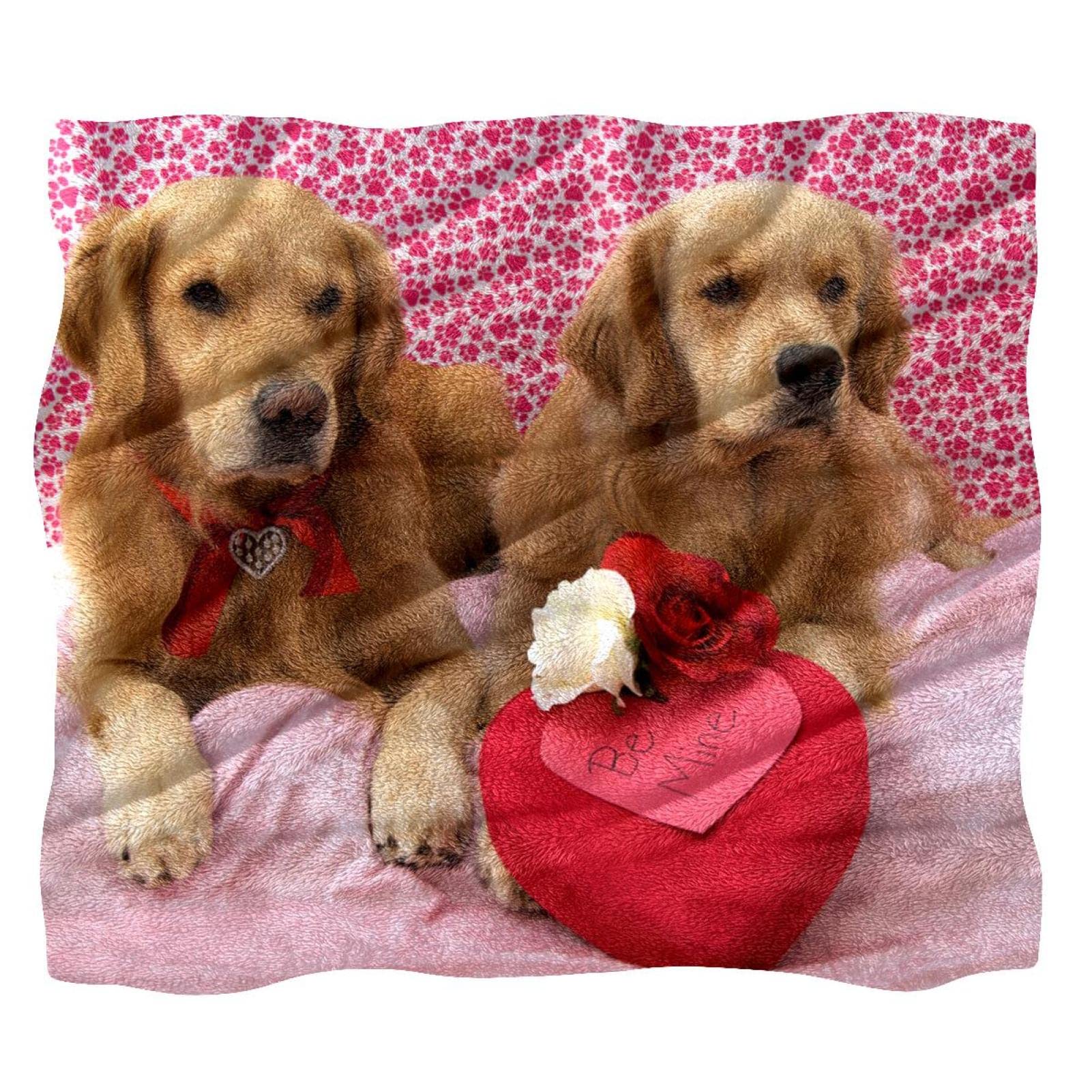 Couvre-lit TBOUOBT Couple de Chiens de la Saint-Valentin couverture de lit douce pour chambre