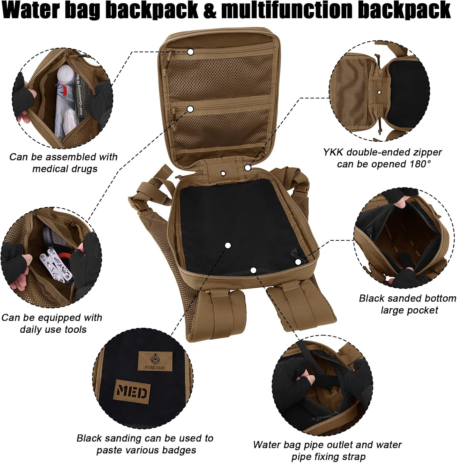 PETAC GEAR Tactical Molle Hydration Pack for 1.5L - Lightweight Water Reservoir Bag for Molle Vest Backpack, for Hiking, Hunting - Image 5