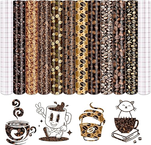 Miniatura 12 de Tintnut Vinilo permanente con patrón de mapa retro, 10 hojas de 12 x 10 pulgadas, vinilo adhesivo permanente de estilo retro para máquina de cortar,