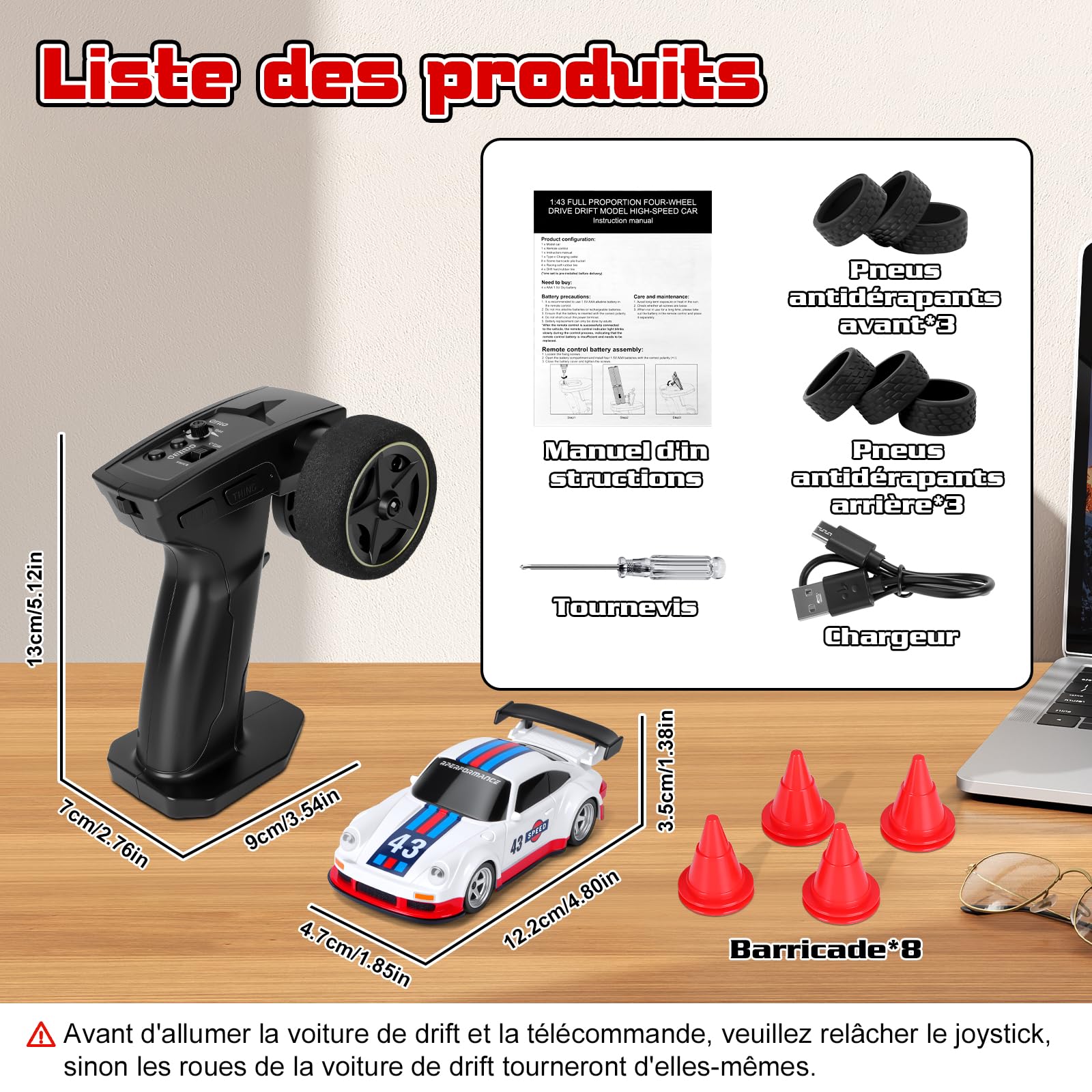 Joellfuner Voiture Télécommandée Drift Pro, 1:43 Mini RC Drift Car, 4WD Dérive Car, Mini Voiture Télécommandée avec Gyros, 15km/h, Cadeau de Jouet pour Les Enfants de Plus de 14 Ans (Gyroskop)