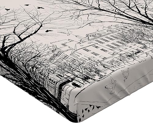 Miniatura 10 de Ambesonne Paris Fitted Sheet, People Passing by St-Germain-des-Pres Area Medieval Europe Parisian Winter, Bed Cover with All-Round Elastic Deep
