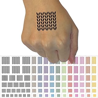 Knit Stitch Pattern Temporary Tattoo Water Resistant Fake Body Art Set Collection - Yellow (One Sheet)