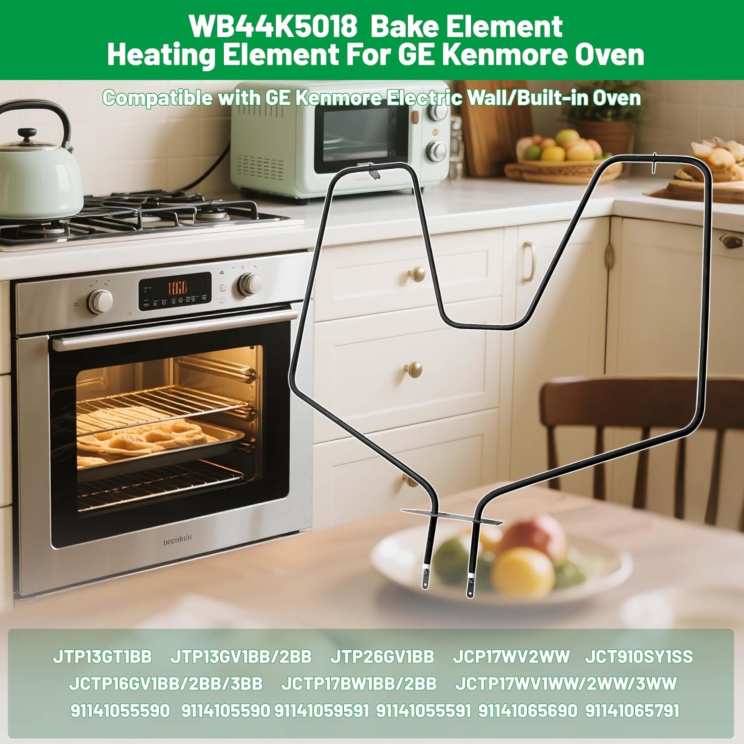WB44K5018 Bake Element, Compatible with G/E Kenmore Electric Wall Oven, Replacement Heating Element Replaces 260846, AP2030974, PS249254, EAP249254（2 Years Warranty）