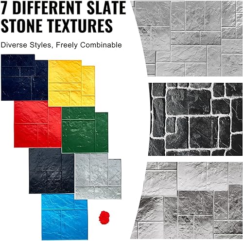 Miniatura 12 de VEVOR Piel de textura de hormigón, juego de alfombrillas de sellos de hormigón de 24 x 24 pulgadas, alfombrillas de poliuretano para estampado