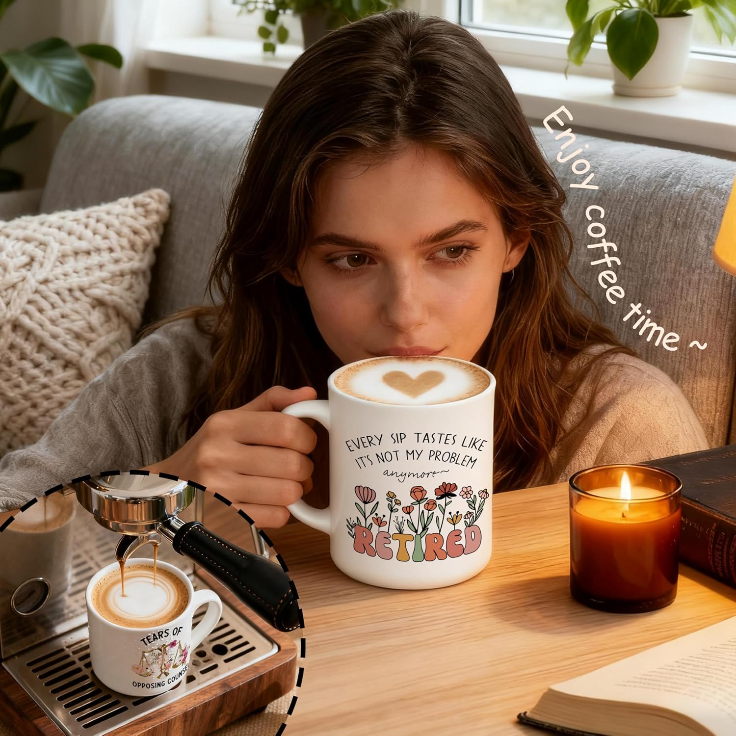 Floral Funny Retired Mug, Funny Retirement Gifts Coffee Cup, Retirement Retired Gifts for Woman, Every Sip Tastes Like It's Not My Problem Anymore Ceramic Coffee Mug 11 oz - Image 2