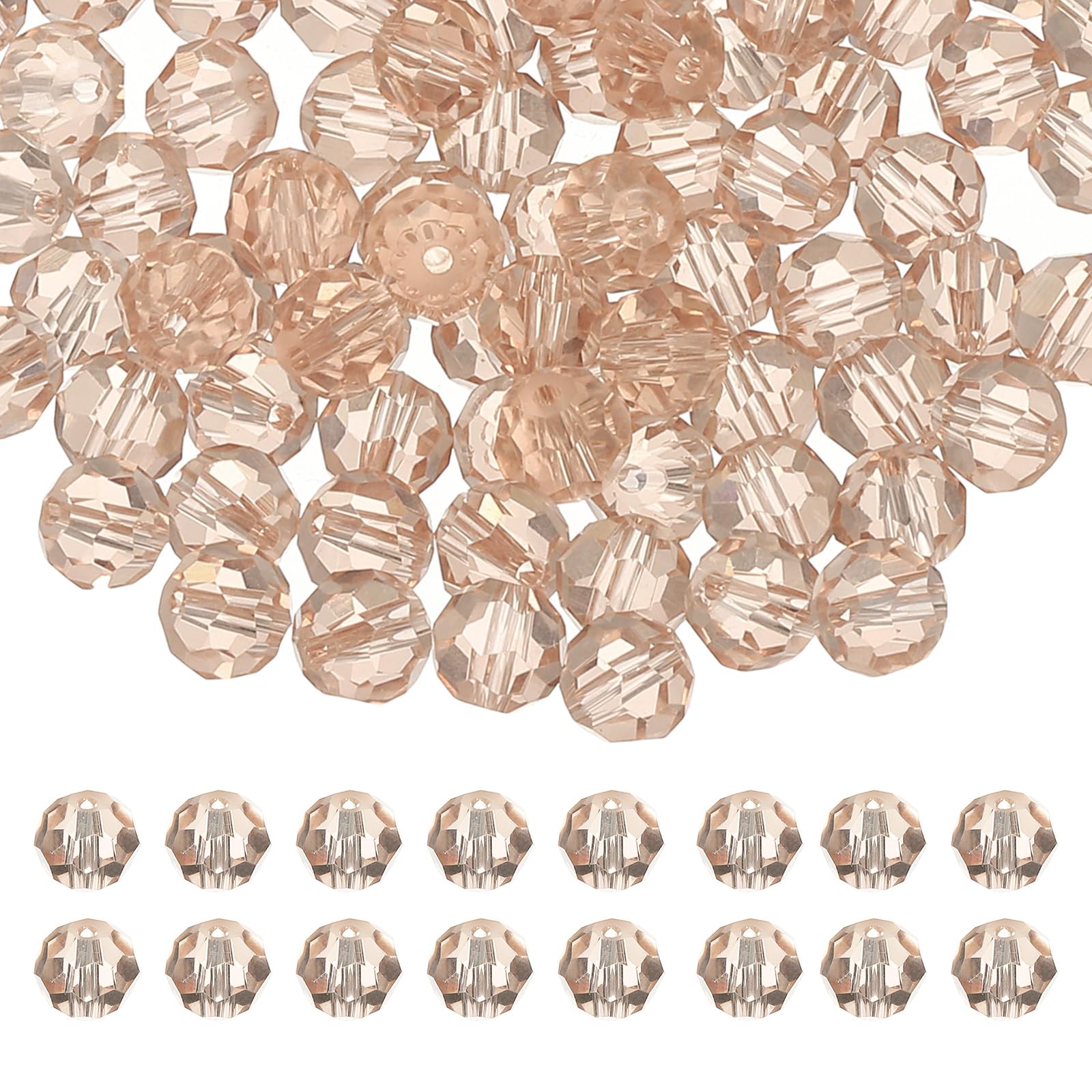 PATIKIL 8mm Round Crystal Beads 100 Pcs Glass Faceted Beads, Champagne โ image 1