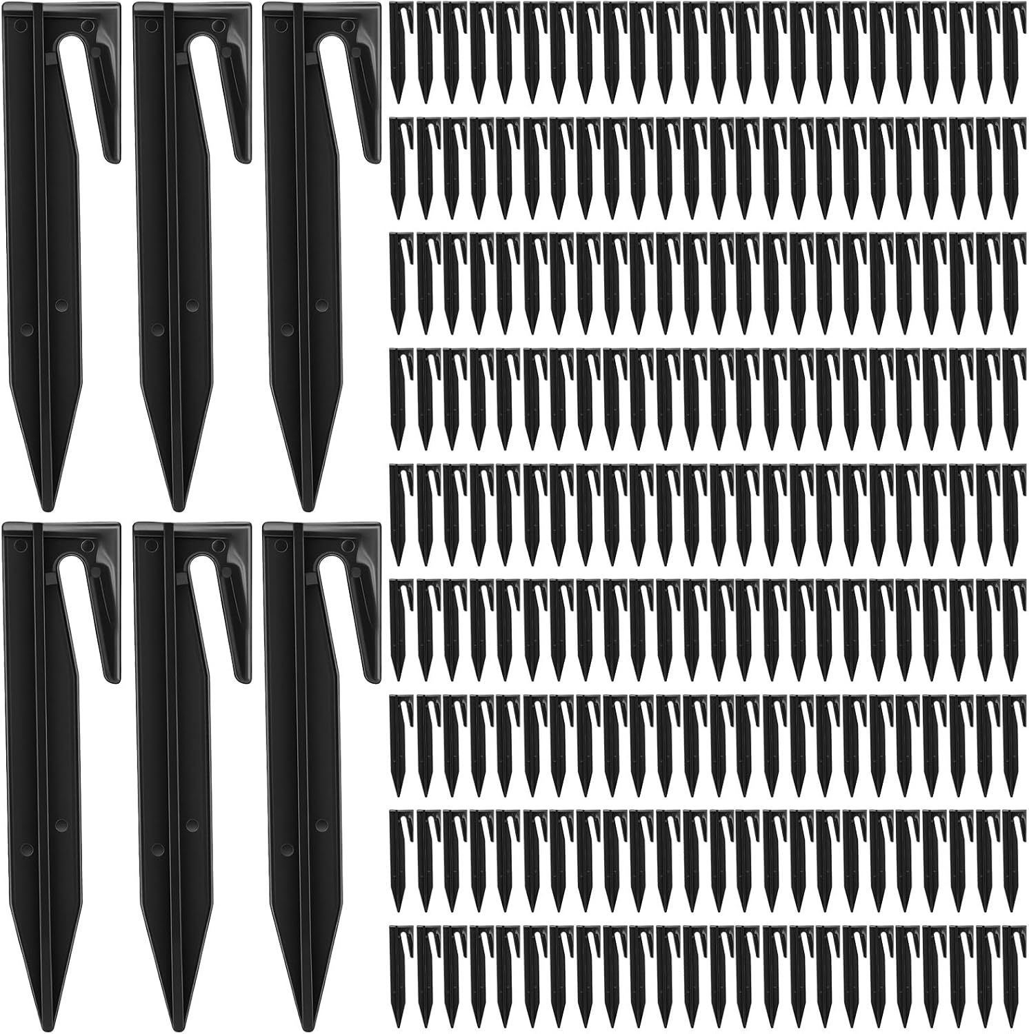 500 Pcs Plastic Lawn Stakes Wire Stake Pegs Wire Stakes Landscape Pegs for Robotic Mowers Invisible Pet Fences Garden Camping Compatible Black plow Stake