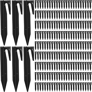500 Pcs Plastic Lawn Stakes Wire Stake Pegs Wire Stakes Landscape Pegs for Robotic Mowers Invisible Pet Fences Garden Camping Compatible Black plow Stake