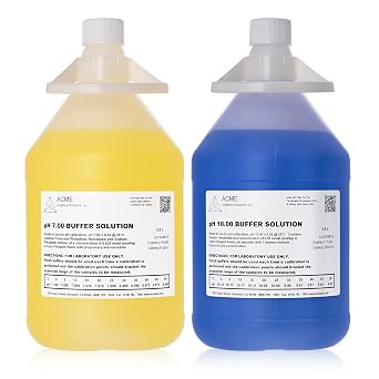pH 7 and 10 Buffer Solutions, 2 Gallons, pH Meter Calibration Solutions, NIST Traceable Reference Standards, Designed for All pH Meters, pH Buffer Combo