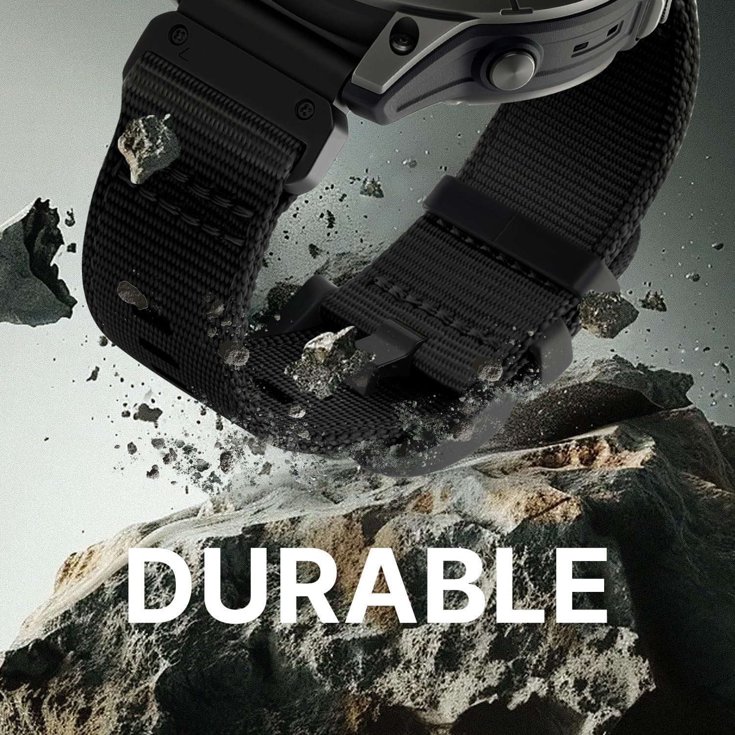 Bandletic Compatible with Garmin Instinct Watch Bands - Tactical Military Rugged Nylon Sport Quick Fit 22mm Watch Band for Fenix E/8/7/6/5/Forerunner 965/955/945/935/745/Epix 2/Approach S70/S62/S60