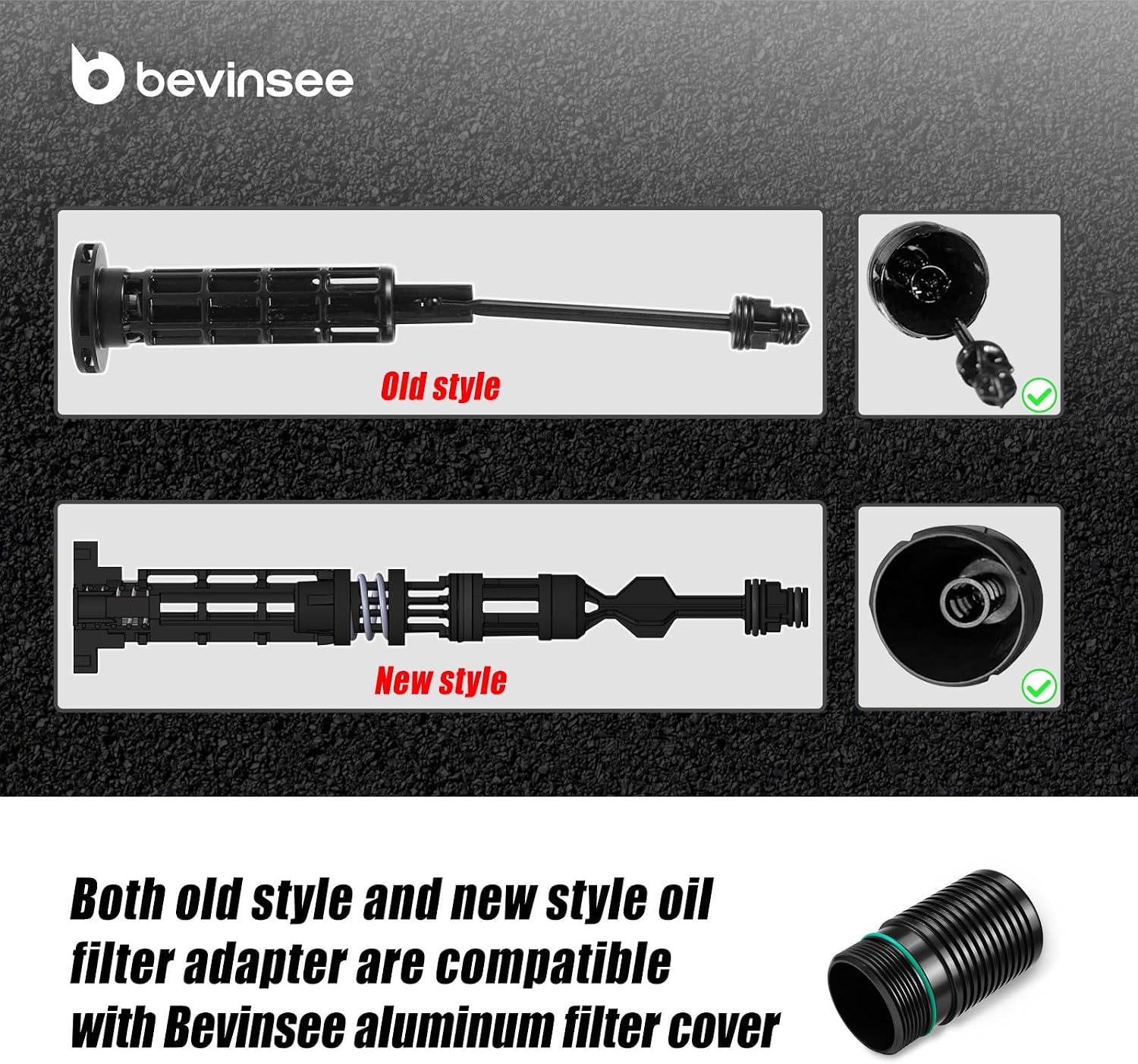 Bevinsee Oil Filtrar Housing Cover Cap, Aluminum Black | Compatible with A3 S3 TT, Compatible with VW EA888 Gen3/4 2.0T Engine, Replace 06L115408 06L115401B