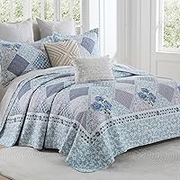 Vista 2 de DDUOXIN Colcha floral Queen de 102 x 120 pulgadas, edredón reversible de gran tamaño 100% algodón con 2 fundas de almohada, cubrecamas de granja