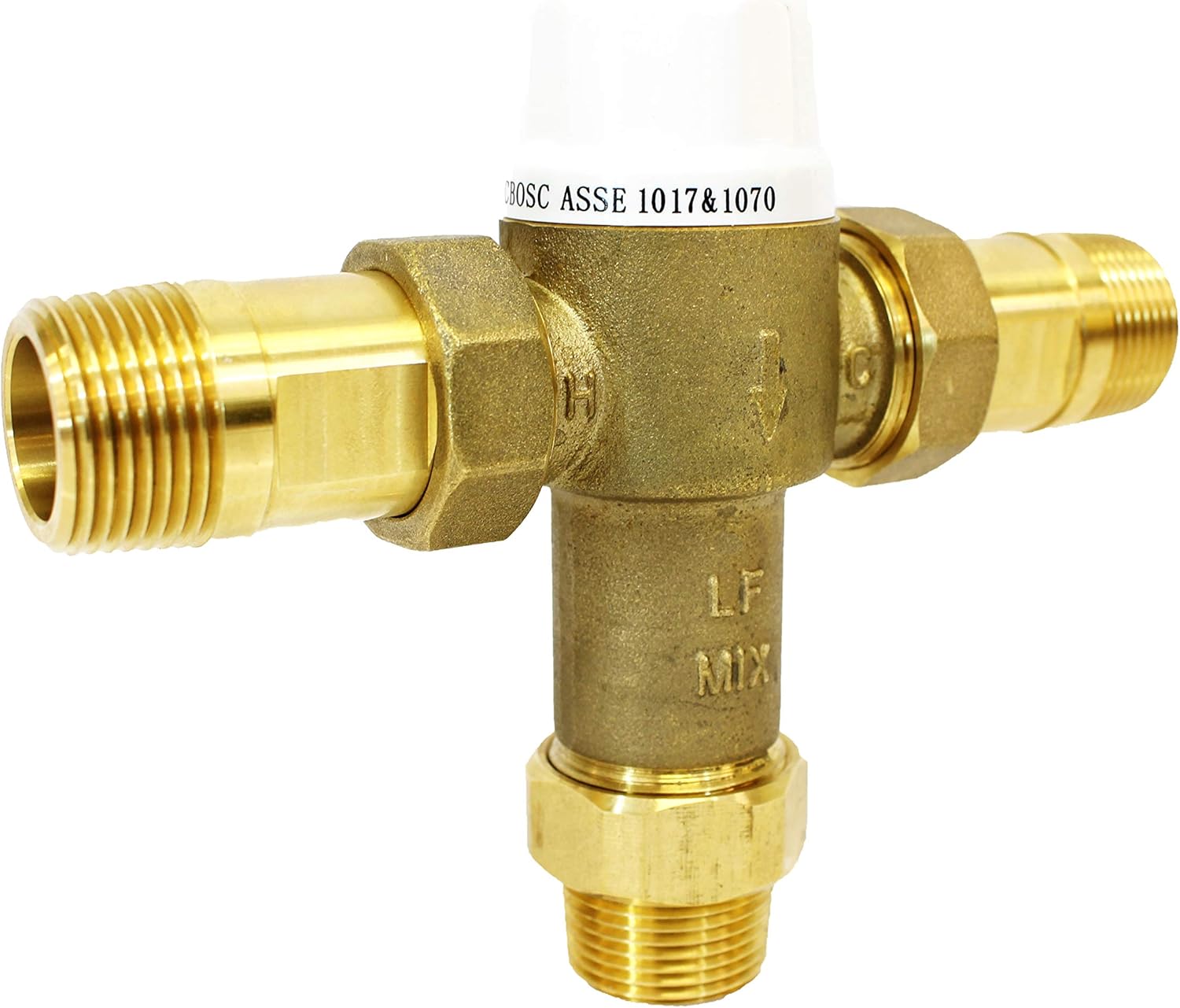 CMI Inc Thermostatic Mixing Valve with Male Connections, PEX,For Hot Water Heater,Water Control,Shower,Temperature Regulator (3/4" male)