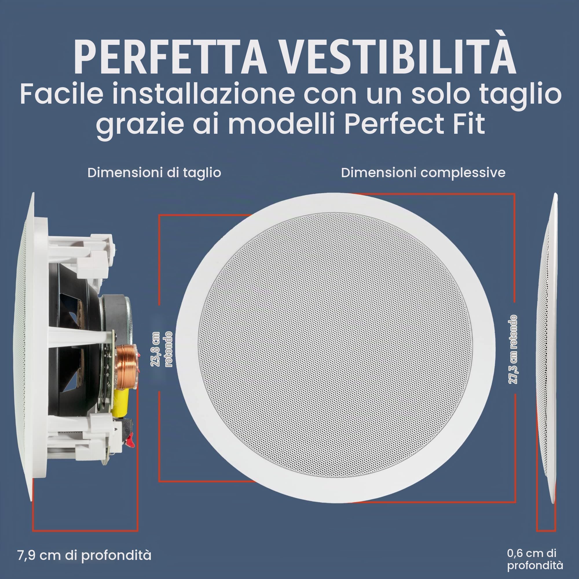 Polk Audio RC80i - Coppia di altoparlanti bidirezionali da incasso da 8”, alta qualità, perfetti in ambienti umidi interni/esterni come bagni, cucine, portici coperti (bianco, griglia verniciabile)