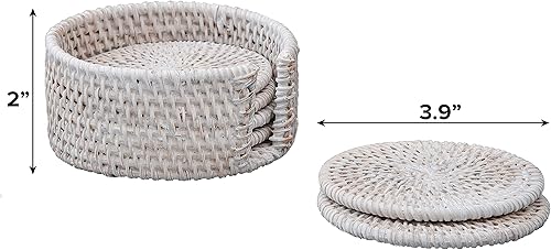 Miniatura 2 de Artera - Posavasos de ratán natural hechos a mano, salvamanteles redondos tejidos con paja para taza de té, almohadilla de placa de mimbre